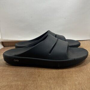 Oofos Ooahh Men's Size 12 Black Slide Sandals Comfort Logo Synthetic Upper